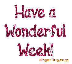Click to get the codes for this image. Have a Wonderful Week Red Glitter Graphic, Have A Great Week Free Image, Glitter Graphic, Greeting or Meme for any Facebook, Twitter or any blog.