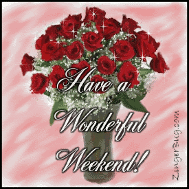 Click to get the codes for this image. This glitter graphic features a bouquet of 2 dozen red roses with the comment: Have a Wonderful Weekend!