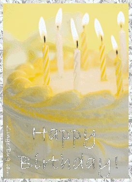 Click to get the codes for this image. This beautiful glitter graphic shows a birthday cake with animated candles that appear to burn and glow.