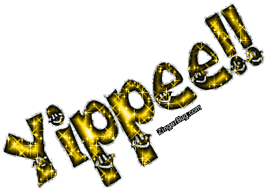 Click to get animated GIF glitter graphics of the word Yippee!