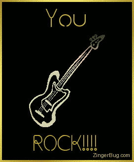 Click to get the codes for this image. This comment features a 3D rotating gold guitar charm graphic. The comment reads: You Rock!