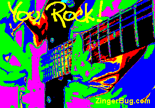 Click to get the codes for this image. This graphic shows hands playing an electric guitar. Its colors alternate in a psychedelic pattern. Comment reads: You Rock!