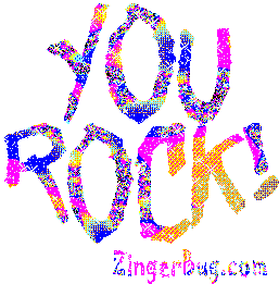 Pink Sparkle Glitter Text: You Rock! Glitter Graphic, Greeting