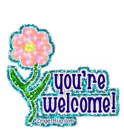 Click to get the codes for this image. You're Welcome Glitter Flower, Youre Welcome, Flowers Free Image, Glitter Graphic, Greeting or Meme for Facebook, Twitter or any blog.