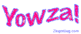 Click to get the codes for this image. Yowza Pink Purple Glitter Wiggle Text, Yowza Free Image, Glitter Graphic, Greeting or Meme for Facebook, Twitter or any forum or blog.