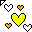 Click to get this Cursor. Yellow Blinking Hearts Cursor, Hearts  Love CSS Web Cursor and codes for any html website, profile or blog.