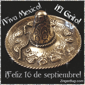 Click to get the codes for this image. Glittered photograph of a silver sombrero charm. The comment reads: ¡Viva Mexico! ¡El Grito! ¡Feliz 16 de septiembre! Celebrate Mexican Independence Day with this glitter graphic.