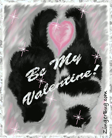 Click to get the codes for this image. Glitter graphic of 2 cats with a heart formed between their tails. Comment reads: Be My Valentine!