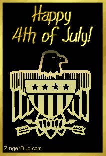 Click to get the codes for this image. This graphic features a 3 Dimensional Gold Stars and Stripes Eagle holding arrows in its talons. The comment reads: Happy 4th of July!