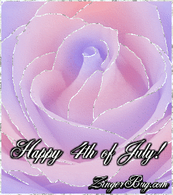 Click to get the codes for this image. Beautiful glitter graphic of a red and blue rose with silver glitter on the tips of each petal. The comment reads: Happy 4th of July!