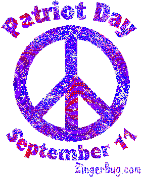 Click to get the codes for this image. Glitter graphic of a purple peace sign with the comment: Patriot Day September 11