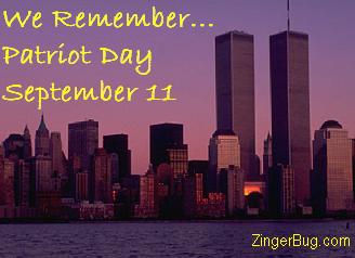 Click to get the codes for this image. Photograph of the World Trade Center at sunset. The comment reads: We remember... Patriot Day September 11
