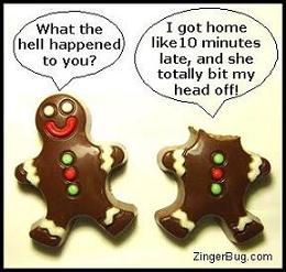 chocolate funny christmas joke meme head gingerbread bit glitter zingerbug