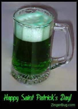 Click to get the codes for this image. Photograph of a mug of green beer with the comment: Happy Saint Patrick's Day!