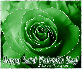 Click to get the codes for this image. This beautiful graphic shows a green rose with silver glitter on the tips of each petal. The comment reads: Happy Saint Patrick's Day!