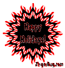 Click to get the codes for this image. Happy Holidays Red Black Starburst, Christmas Free Image, Glitter Graphic, Greeting or Meme for Facebook, Twitter or any forum or blog.