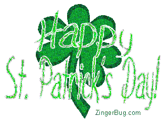 Click to get the codes for this image. Happy St. Patrick's Day Glitter Text With Shamrock, Saint Patricks Day Free Image, Glitter Graphic, Greeting or Meme for Facebook, Twitter or any forum or blog.