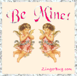 Click to get the codes for this image. Be Mine Cherubs, Valentines Day Free Image, Glitter Graphic, Greeting or Meme for Facebook, Twitter or any forum or blog.