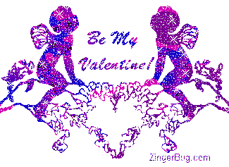 Click to get the codes for this image. Be My Valentine Faeries Purple, Valentines Day Free Image, Glitter Graphic, Greeting or Meme for Facebook, Twitter or any forum or blog.