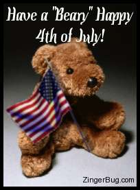 Click to get the codes for this image. This comment features a photo of a teddy bear holding an American flag. The comment reads: Have a Beary Happy 4th of July!