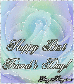 Click to get the codes for this image. Glitter graphic of a blue & green rose with silver glitter on the tips of each petal. Comment reads: Happy Best Friend's Day!