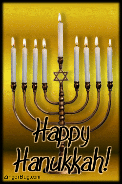 Click to get the codes for this image. This graphic features an animated Menorah with burning candles. The comment reads: Happy Hanukkah!