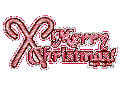 Click to get the codes for this image. Glitter graphic showing 2 crossed candy canes with the comment: Merry Christmas!
