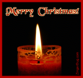 Click to get the codes for this image. Animated graphic of a red candle with a burning flame. Comment reads: Merry Christmas!