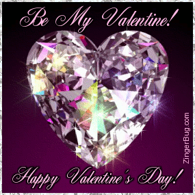 Click to get the codes for this image. Beautiful glitter graphic of a diamond heart with the comment: Be My Valentine! Happy Valentine's Day!