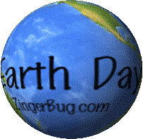 Click to get the codes for this image. 3-dimensional spinning globe with the comment: Happy Earth Day!