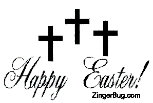 Click to get the codes for this image. Happy Easter 3 Crosses Black, Easter Free Image, Glitter Graphic, Greeting or Meme for Facebook, Twitter or any forum or blog.