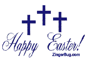 Click to get the codes for this image. Happy Easter 3 Crosses Blue, Easter Free Image, Glitter Graphic, Greeting or Meme for Facebook, Twitter or any forum or blog.