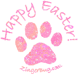 Click to get the codes for this image. Happy Easter Pink Pawprint, Easter Free Image, Glitter Graphic, Greeting or Meme for Facebook, Twitter or any forum or blog.
