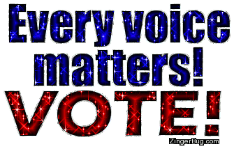 Click to get the codes for this image. Every Voice Matters! VOTE!, Election Day, Popular Favorites Glitter Graphic, Comment, Meme, GIF or Greeting