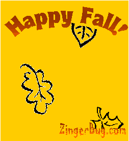 Click to get the codes for this image. Animated graphic showing falling leaves with thte comment: Happy Fall!