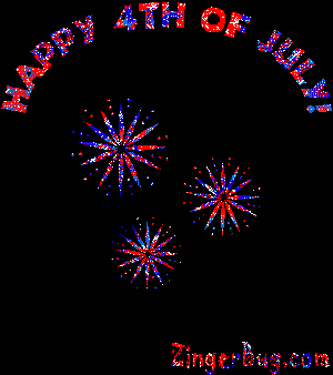 Happy 4th of July Red, White & Blue Fireworks MySpace Glitter Graphic