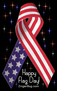 Click to get the codes for this image. Happy Flag Day Patriotic Ribbon with Stars, Flag Day Free Image, Glitter Graphic, Greeting or Meme for Facebook, Twitter or any forum or blog.