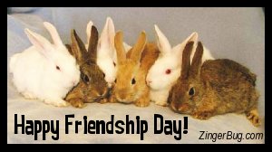 Click to get the codes for this image. Happy Friendship Day Bunnies, Friendship Day Free Image, Glitter Graphic, Greeting or Meme for Facebook, Twitter or any forum or blog.