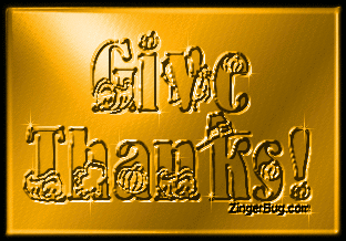 Click to get the codes for this image. Thanksgiving glitter graphic with the comment: Give Thanks!