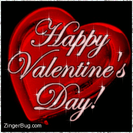 Click to get the codes for this image. Beautiful glitter graphic of a metallic red heart with the comment: Happy Valentine's Day!