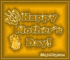 Click to get the codes for this image. Happy Mother's Day glitter graphic with butterfly & flowers.