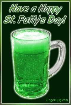 Click to get the codes for this image. This glitter graphic shows a mug of green beer with the comment: Have a Happy St. Patty's Day!