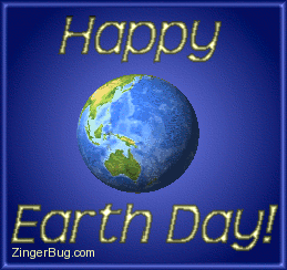 Click to get the codes for this image. Graphic of a 3D spinning globe with the comment: Happy Earth Day!
