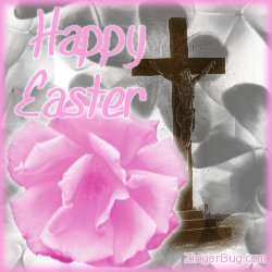 Click to get the codes for this image. Happy Easter Pink Rose, Easter Free Image, Glitter Graphic, Greeting or Meme for Facebook, Twitter or any forum or blog.