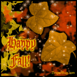Click to get the codes for this image. Happy Fall Pixi Dust Leaves, Autumn  Fall Free Image, Glitter Graphic, Greeting or Meme for Facebook, Twitter or any forum or blog.