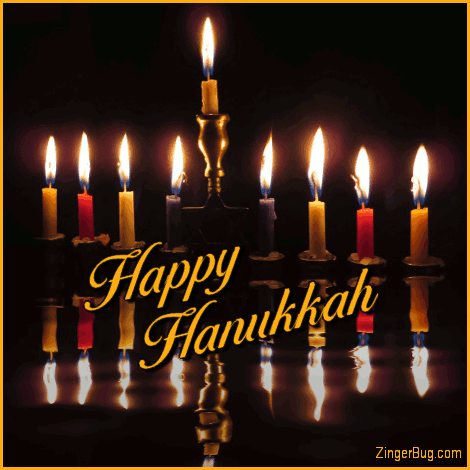 Click to get the codes for this image. Happy Hanukkah Reflecting Menorah Candles, Hanukkah Glitter Graphic, Comment, Meme, GIF or Greeting