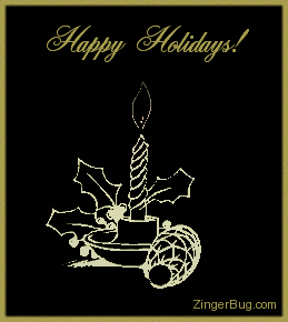 Click to get the codes for this image. Happy Holidays 3d Candle, Christmas Free Image, Glitter Graphic, Greeting or Meme for Facebook, Twitter or any forum or blog.