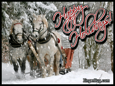 Click to get the codes for this image. Happy Holidays Horses In Snow, Christmas Glitter Graphic, Comment, Meme, GIF or Greeting