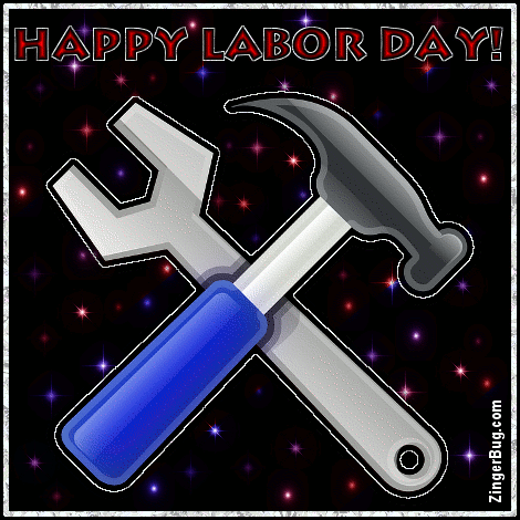 Click to get the codes for this image. Happy Labor Day Crossed Hammer And Wrench Glitter Stars, Labor Day Free Image, Glitter Graphic, Greeting or Meme for Facebook, Twitter or any forum or blog.