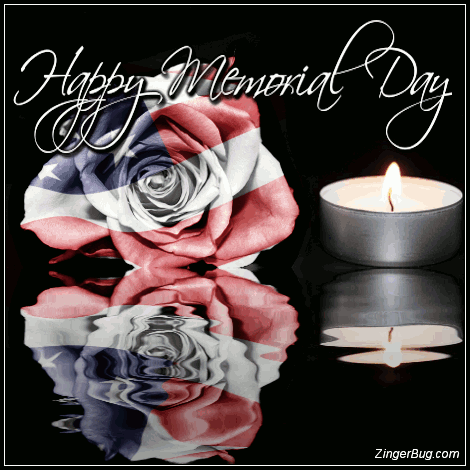 Click to get the codes for this image. Happy Memorial Day Rose Candle Reflection, Memorial Day Free Image, Glitter Graphic, Greeting or Meme for Facebook, Twitter or any forum or blog.
